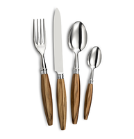 Fourchette à dessert en acier inoxydable de qualité supérieure Couverts Cuillère manche en bois Lucky Design Cuillère Fourchette Ensemble avec emballage gratuit