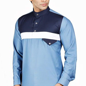 Nouvelle Collection 2026 : Qamis Homme Tendance à Manches Longues, Design à Panneaux, Thobe Islamique Simple et Uni, Respirant - Product Image 5