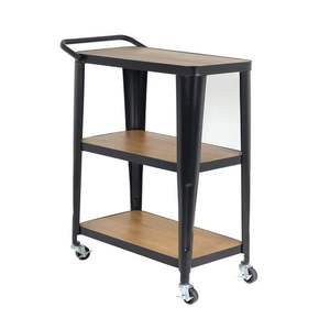 High Quality Trolly 3 Tier Black Coated Decorative Finished Rolling Trolly Decorative Bar Cart Trolly Metal Kitchen Serving Rack - Product Image 4