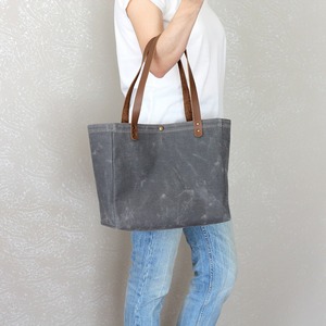 Sac fourre-tout en toile de coton écologique avec poignées en cuir Sac à bandoulière durable réutilisable pour le shopping et un usage quotidien LCTG-0092 - Product Image 6