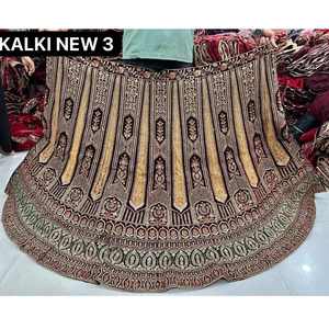 Lehenga de Terciopelo Maroon Rani Rajwadi con Detalles de Bordado Jarkan, Corte y Pegado, Falda Larga de 3.5M, Choli con 4 Bordes Decorativos, Dupatta para Fiesta - Product Image 1