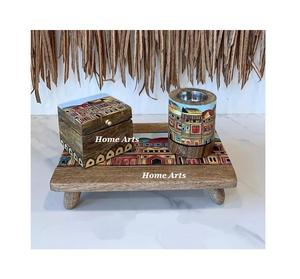 Brûleur d'encens de stockage en bois de qualité de luxe Mabkhar à taille et forme personnalisées avec boîte et plateau en bois Mabkhar ensemble complet - Product Image 2