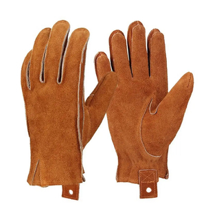 Guantes de carreras de dedo completo de piel de vaca para hombre, guantes de cuero de motocicleta transpirables cálidos para invierno, pantalla táctil, Material de piel de vaca - Product Image 6