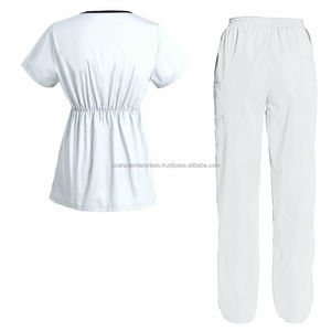 เครื่องแบบคอตตอนสีดำสำหรับทุกเพศใหม่เครื่องแบบสครับผ้าถักแขนสั้นคอตั้งพนักงานมีกระเป๋าหมายเลขรุ่น OEM - Product Image 6