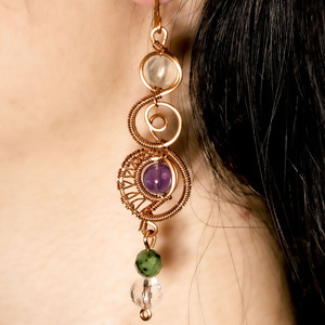 Boucles d'oreilles en plumes de paon en gros pour femmes, bijoux bohèmes - Product Image 4