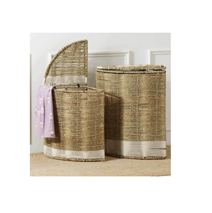 Panier de luxe paille bac de rangement jonc de mer macramé panier avec poignée panier en rotin pour la décoration de la maison - Product Image 4