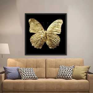Golden Butterfly <b>Canvas</b> Print: Elegant Wall Art with Vibrant Design,BLACK <b>FRAMED</b> <b>CANVAS</b> - Product Image 1