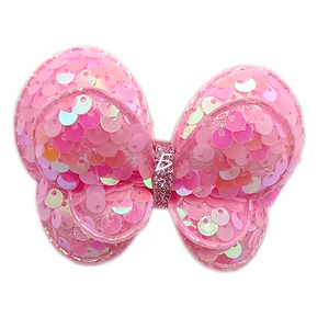 Confezione da 4 fiocchi per capelli con design a farfalla scintillante e giarrettiera, accessori eleganti per acconciature - Product Image 3