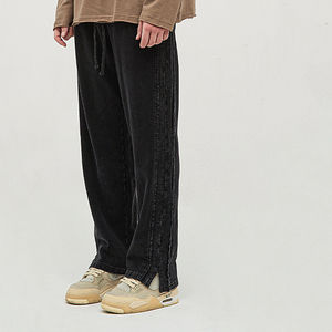 Pantalones de chándal unisex informales de buena calidad 100% al por mayor, ropa personalizada para hombre, pantalones deportivos con abertura para correr de algodón, pantalones lavados vintage - Product Image 3