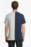 T-shirt personnalisé avec col ras du cou demi-manches bloc de couleur deux tons t-shirts fendus avec logo brodé