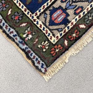 พรมวินเทจตุรกี ขนาด 1.9x3.6 ฟุต (59x110 ซม.) พรมขนสัตว์สีน้ำเงิน - Product Image 4