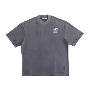 เสื้อยืดผู้ชายดีไซน์ใหม่สไตล์คัสตอม ลุคดิสเทรส ระบายอากาศ แห้งเร็ว เป็นมิตรกับสิ่งแวดล้อม แขนสั้น ผลิตจากโพลีเอสเตอร์/คอตตอน สตรีทแวร์ - Product Image 1