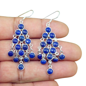Meilleur Design Lapis Lazuli Boucles d'Oreilles Pierres Précieuses Bijoux pour Femmes Boucles d'Oreilles en Argent Sterling Massif 925 pour Filles Boucles d'Oreilles en Argent - Product Image 1