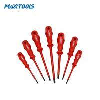 Jeu de tournevis Torx isolés de qualité industrielle VDE GS Maxxtools, 5 pièces, revêtement noir, poignée en PP, CR-V, magnétique, pour électriciens