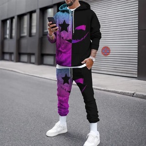 Conjunto de Sudadera con capucha impresa en 3D para hombre, conjunto de dos piezas de pantalones deportivos informales para correr, ropa de hombre de algodón hip-hop de otoño e invierno - Product Image 5