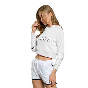 Sudadera Corta de Algodón para Mujer, con Estampado de Letras, Holgada, de Alta Calidad, al por Mayor, Sudadera Corta Personalizada, Directo de Fábrica OEM - Product Image 2