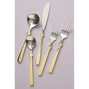 Ensemble de couverts de luxe en acier inoxydable plaqué or de haute qualité avec poignée martelée ensemble de couverts pour mariage à la maison - Product Image 5