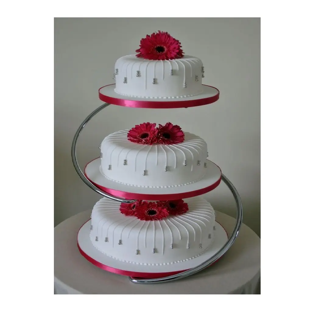 Royal 3 camadas três display bolo stand para celebração desfrutar de luxo acessórios esmalte aço bolo titular stand