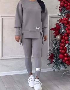 Customize Casual Breathable 2 Piece Set Stylish Design New Women's Tracksuits 100% Organic Cotton Sweat Suits - Product Image 4