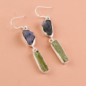 Handmade 925 Sterling Silver Fine Dangle <b>Earrings</b> Natural Citrine <b>Green</b> Kyanite Gemstone Manufacturer Direct Jewelry - Product Image 5