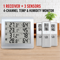 Termometer Higrometer Jam Digital Nirkabel Dalam & Luar Ruangan 3 Saluran, Monitor Suhu Kelembaban dengan Sensor Alarm