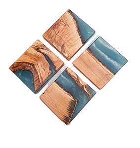 Dessous de verre en résine époxy et bois effet rivière cristal pour sous-verres en bois époxy pour boissons Dessous de verre en résine époxy Tasse en bois - Product Image 1