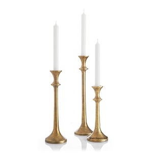 Bougeoir conique en métal de haute qualité en or fini pour noël et mariage décor de table chandelles - Product Image 3