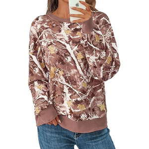 เสื้อสเวตเชิ้ตผู้หญิง แขนยาว คอกลม ปลายแขนแบบริบ ทรงหลวม สวมใส่สบาย เหมาะสำหรับใส่ทุกวัน ผ้าถักนุ่ม - Product Image 2
