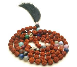 ลูกปัดรูดราคชาคุณภาพสูงจาก Rudra Gems ทำจากหินธรรมชาติ 9 เม็ด 108 เม็ด ถักด้วยมือ สร้อยคอแบบมala  งานฝีมือจากผู้อื่น - Product Image 6