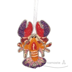 Ornamento di aragosta fatto a mano eco-friendly statuetta natalizia artigianale e decorazione di mare mare oceano per le vacanze - Product Image 2