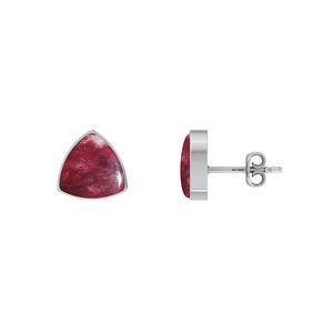 925 Sterling Silver Stud Earrings Thulite Round Bullet Trillion Bezel Setting Trendy Handmade Fashion Jewelry Party Gift Pack 3 - Product Image 3