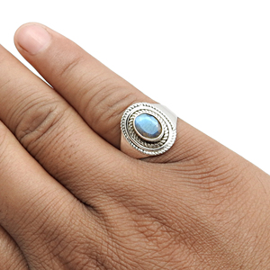 Minimalist Design Beautiful 100% Natural <b>Labradorite</b> Gemstone 925 Sterling Silver Bohemian Silver <b>Rings</b> Wholesale OEM ODM Bulk - Product Image 3
