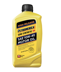 Petromerica Semi Synthetic Anti-Wear Automotive Lubricant High Mileage SAE <b>10W</b>-<b>40</b> Motor <b>Oil</b> 6 Pack 1 Quart - Product Image 1