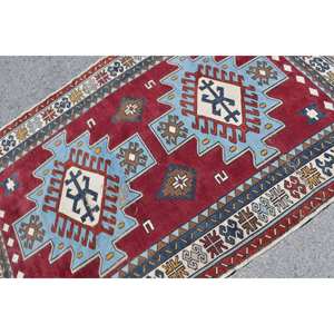 พรมปูพื้นขนาดใหญ่สไตล์ตุรกีโบราณขนาด4.6x6.6ฟุตขนแกะโบโฮสีแดงน้ำเงินแบบดั้งเดิมขนาด10มม. สำหรับตกแต่งห้องโถงห้อง - Product Image 5