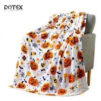 Couverture en flanelle à sublimation 100% polyester, design personnalisé Halloween, douce, légère, toute saison, pour lit, canapé, voyage