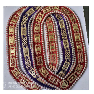 Conjunto de 3 Collares Masónicos de la Logia Azul, Collares Diferentes con Doble Hilera de Piedras de Estrás Doradas, 2025 Conjuntos de Piedras Plateadas, el Mejor y Más Nuevo - Product Image 1