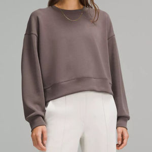 Logo personnalisé imprimé polaire éponge femmes sweats recadrée col rond sweat coton doux lâche plaine pull sweat - Product Image 3