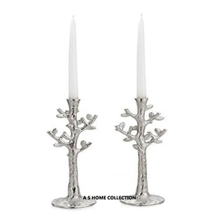 New Arrival Aluminium Metal With <b>Silver</b> Shiny Polished Classic Transparent Glass Set Of 2 <b>Candle</b> <b>Holder</b> In Affordable Price - Product Image 5