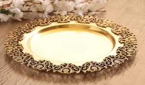 Plateau de service en laiton pur 100% plateau de nourriture rond robuste pour hôtel restaurant maison disponible au meilleur prix - Product Image 2