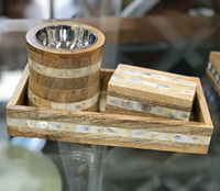 Kit de brûleur à bakhoor Mubkhar lavable, design personnalisable, incrustation de nacre couleur bois naturel, prêt à l'emploi, pour la maison