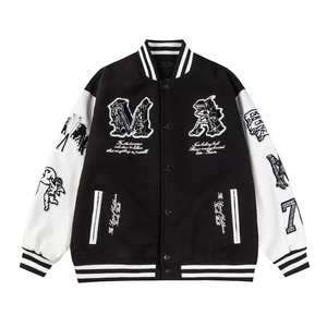 OEM Blank Custom Logo Leather Sleeves Embroidery Varsity <b>Jacket</b> Men Baseball Men's <b>Jacket</b> With Your Own Logo - Product Image 1