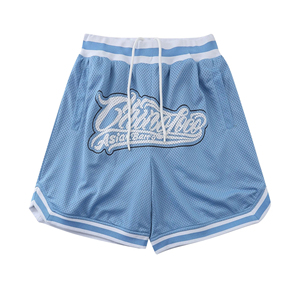 กางเกงขาสั้นผ้าคอตตอนพิมพ์ลายตาข่ายสำหรับผู้ชายกางเกงขาสั้นสีสั่งทำฉลากส่วนตัวพร้อมสาย - Product Image 3