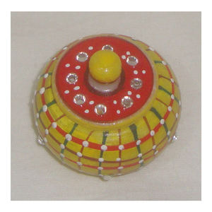 Élégant spécialisé pour le parfum fait à la main, imprimé de couleur bleue conçu avec des perles naturelles en marbre pur, article de pot-rouge arrondi - Product Image 1