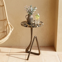 Table d'appoint ronde en marbre avec base en fer, table d'appoint moderne, table basse en pierre naturelle, table de chevet pour chambre à coucher, table décorative pour hôtel