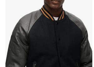 Veste d'université de baseball à manches en cuir vierge en laine pour hommes personnalisée OEM avec logo brodé sur le devant - Product Image 5