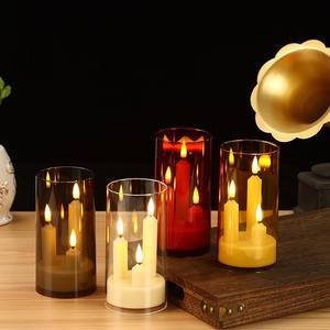 Lampe à bougie électronique à trois têtes en verre acrylique LED créative TOOWIN, bougeoir de mariage - Product Image 3