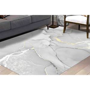Alfombra con Estampado de Mármol Gris: Moderna, de Lujo, Fácil de Limpiar, para Sala de Estar, Alfombra de Terciopelo - Product Image 1