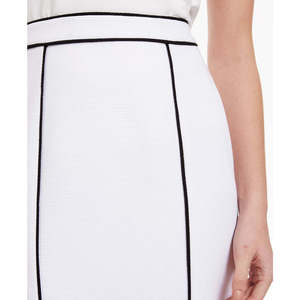 Gonna a tubino Calvin Klein da donna in denim di lino bianco con finiture a contrasto e design a fascia con paillettes, stile avvolgente, taglia 14 - Product Image 3