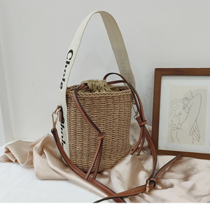 Handmade Essentials Trendy <b>Straw</b> Bucket <b>Bag</b>/Ladies <b>Bag</b>/Rattan <b>Bag</b>/Handbag/Shoulder <b>Bag</b> - Product Image 1