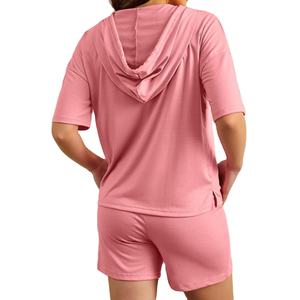 Nuevo Conjunto de Sudadera con Capucha y Pantalones Cortos de Algodón 100% para Mujer, Ropa Casual de Moda, Venta al Por Mayor - Product Image 2